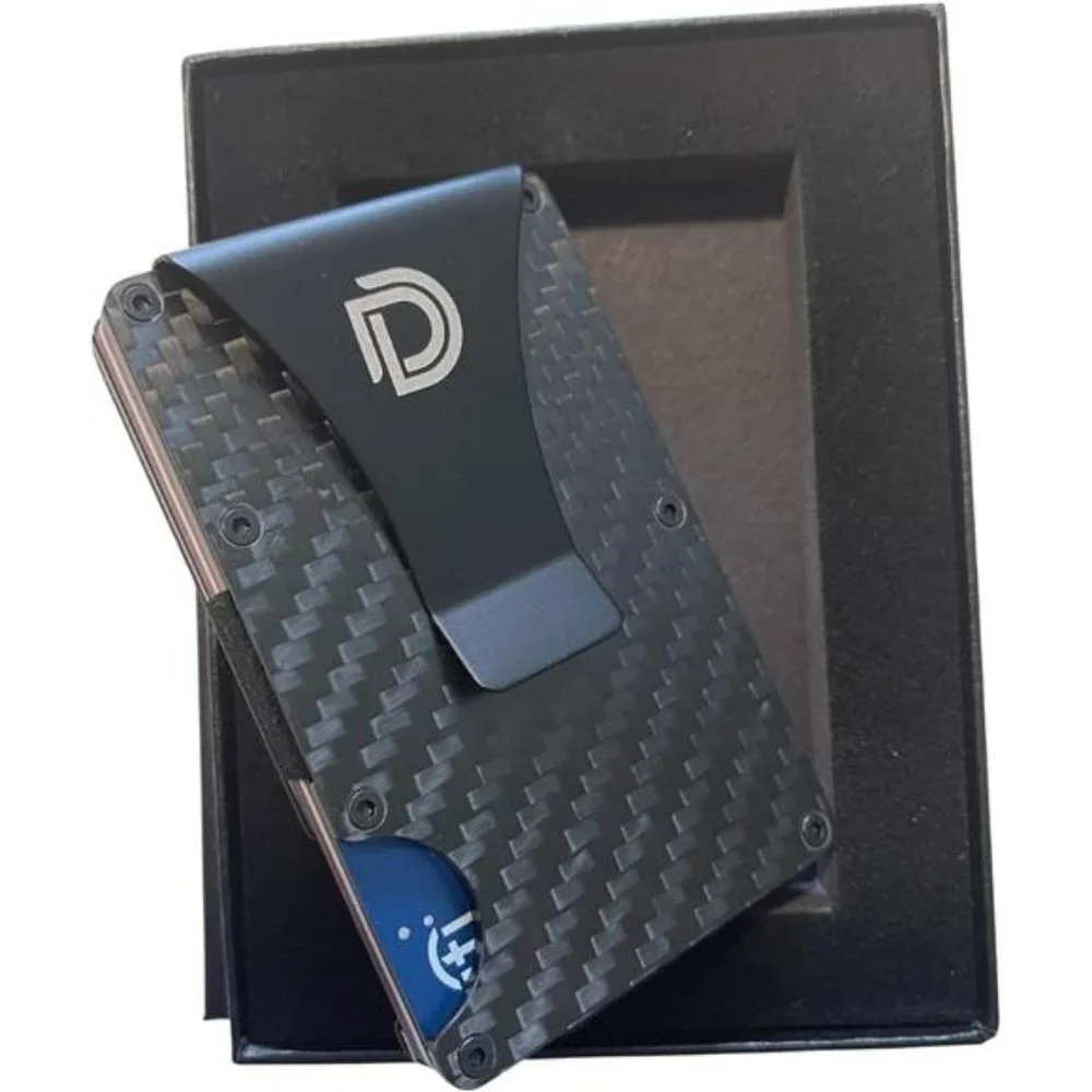 Men's Carbon Fiber Slim Wallet Smart Money Clip Cash Credit Card Holder